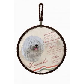 PO-KAT-06 Kerámia edényalátét, Kutyás - Komondor